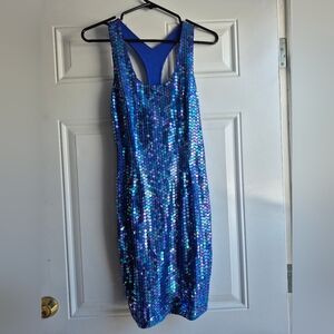 Blue Robert Anthony Sequin Sleeveless Party Dress